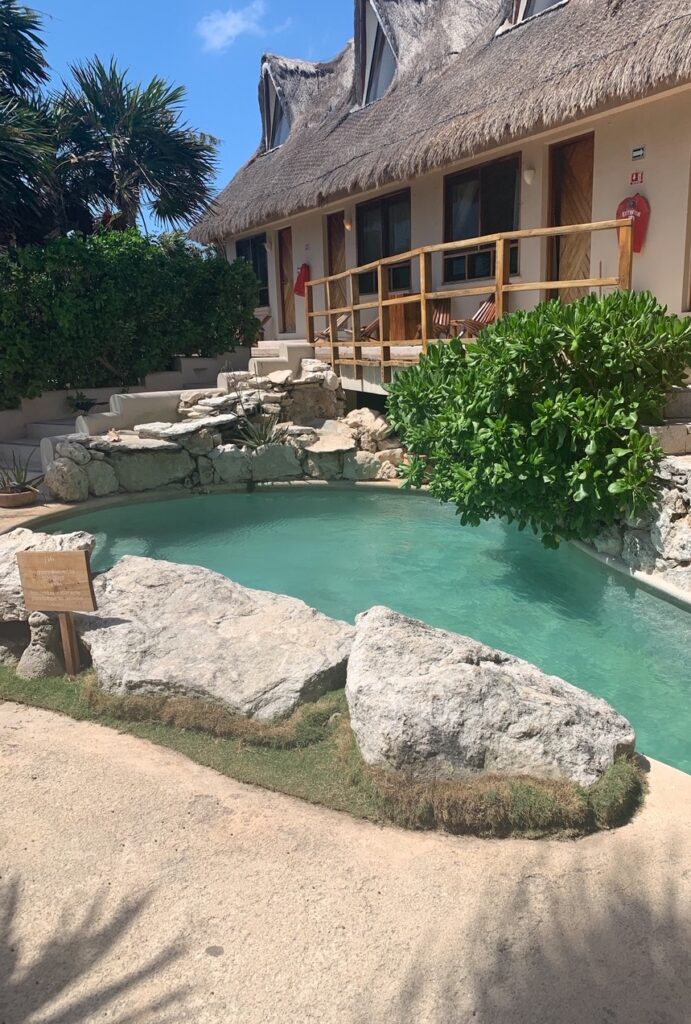 Pond in back of Mezzanine restaurant in Tulum, Mexico